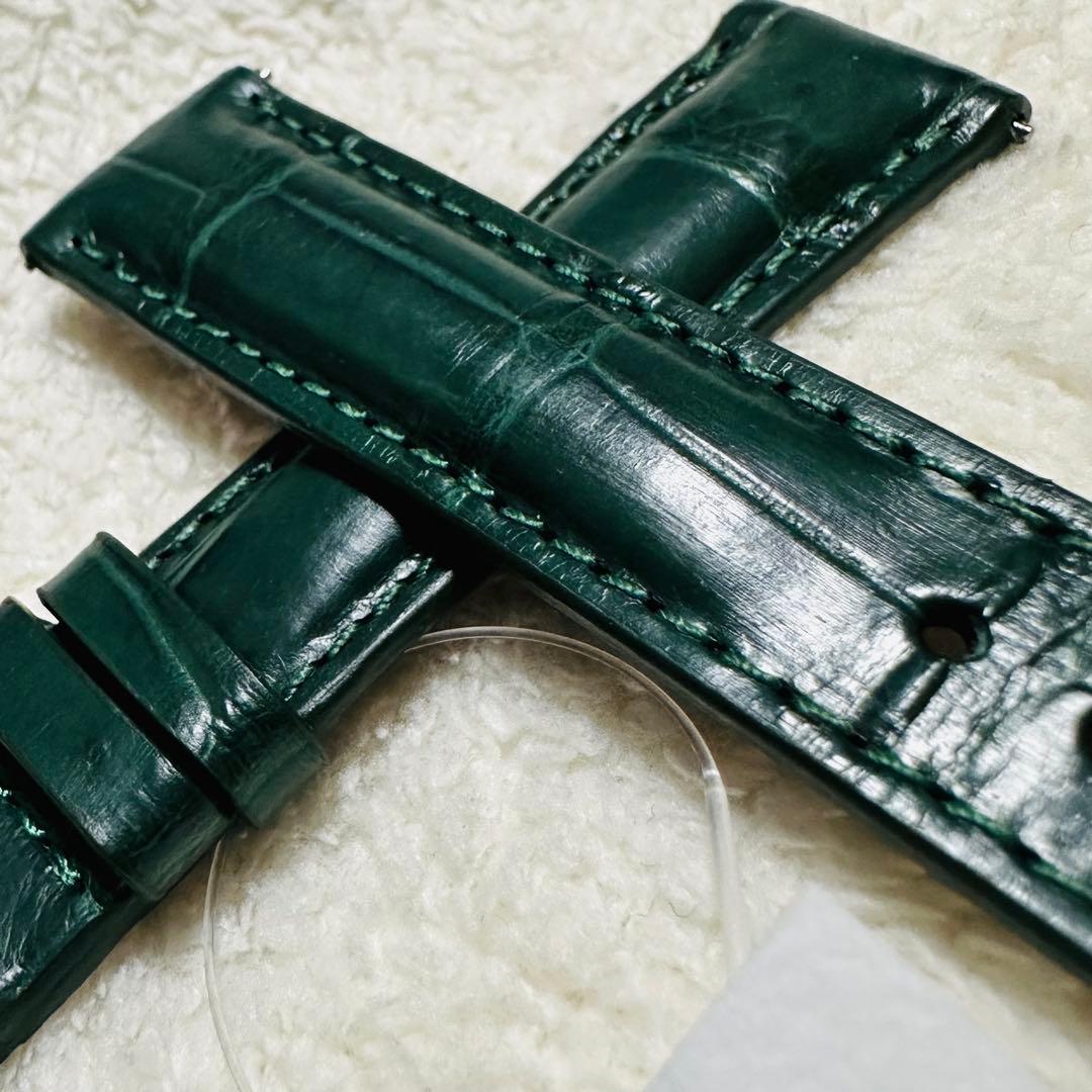 2028#19mm-16mmダークグリーン★スイス製★本物クロコダイルベルト