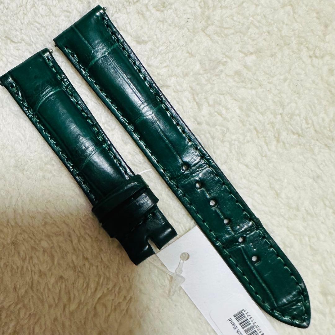 2028#19mm-16mmダークグリーン★スイス製★本物クロコダイルベルト