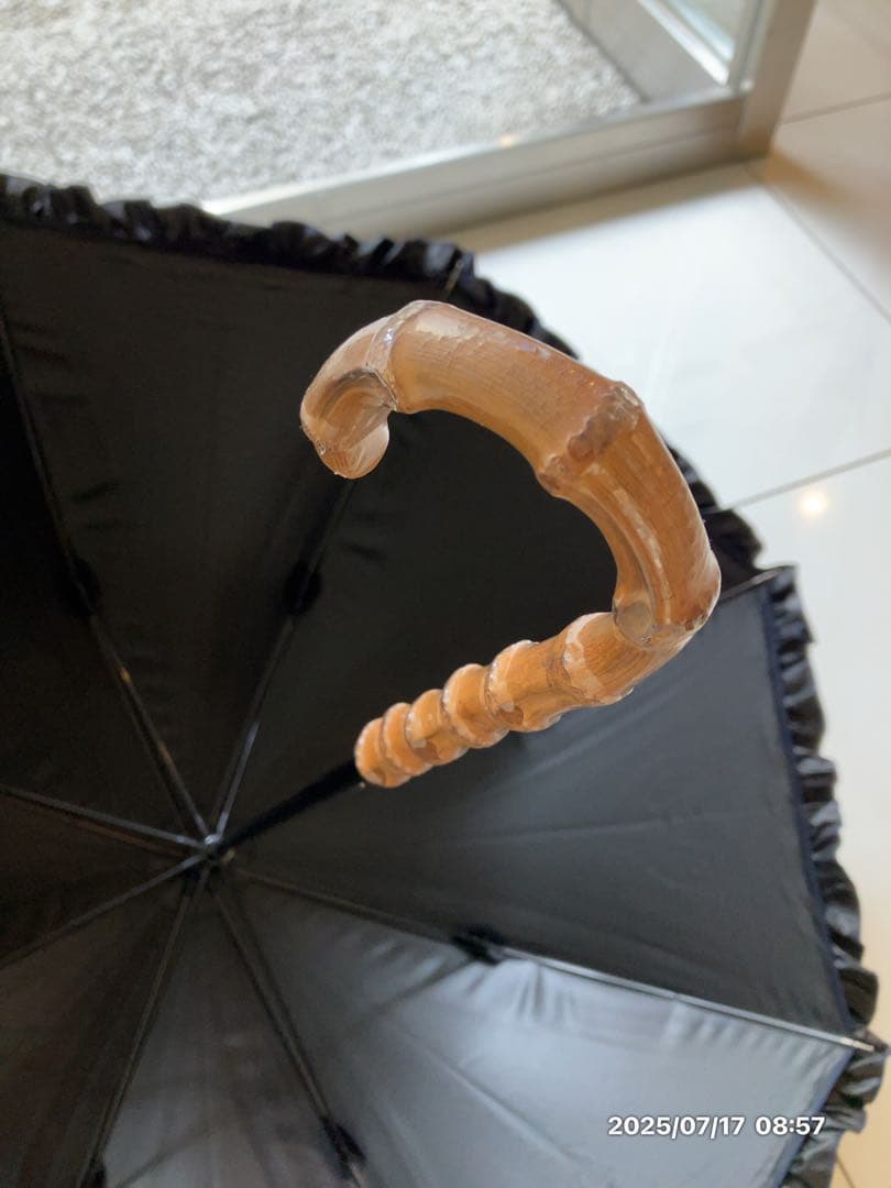 芦屋ロサブラン　日傘晴雨兼用 遮光フリル付き　ネイビーUVカット　未使用に近い