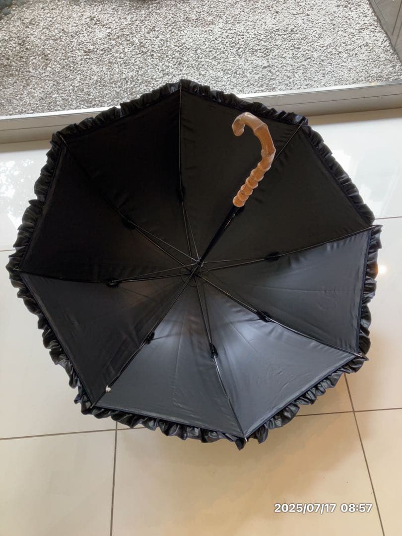 芦屋ロサブラン　日傘晴雨兼用 遮光フリル付き　ネイビーUVカット　未使用に近い