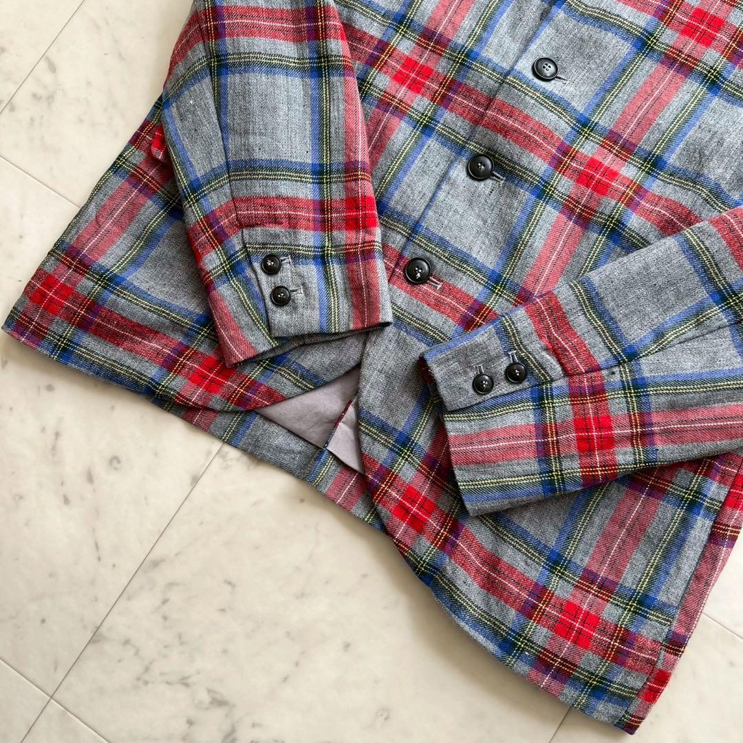 ICHI Antiquites リネンウールタータンチェックジャケット
