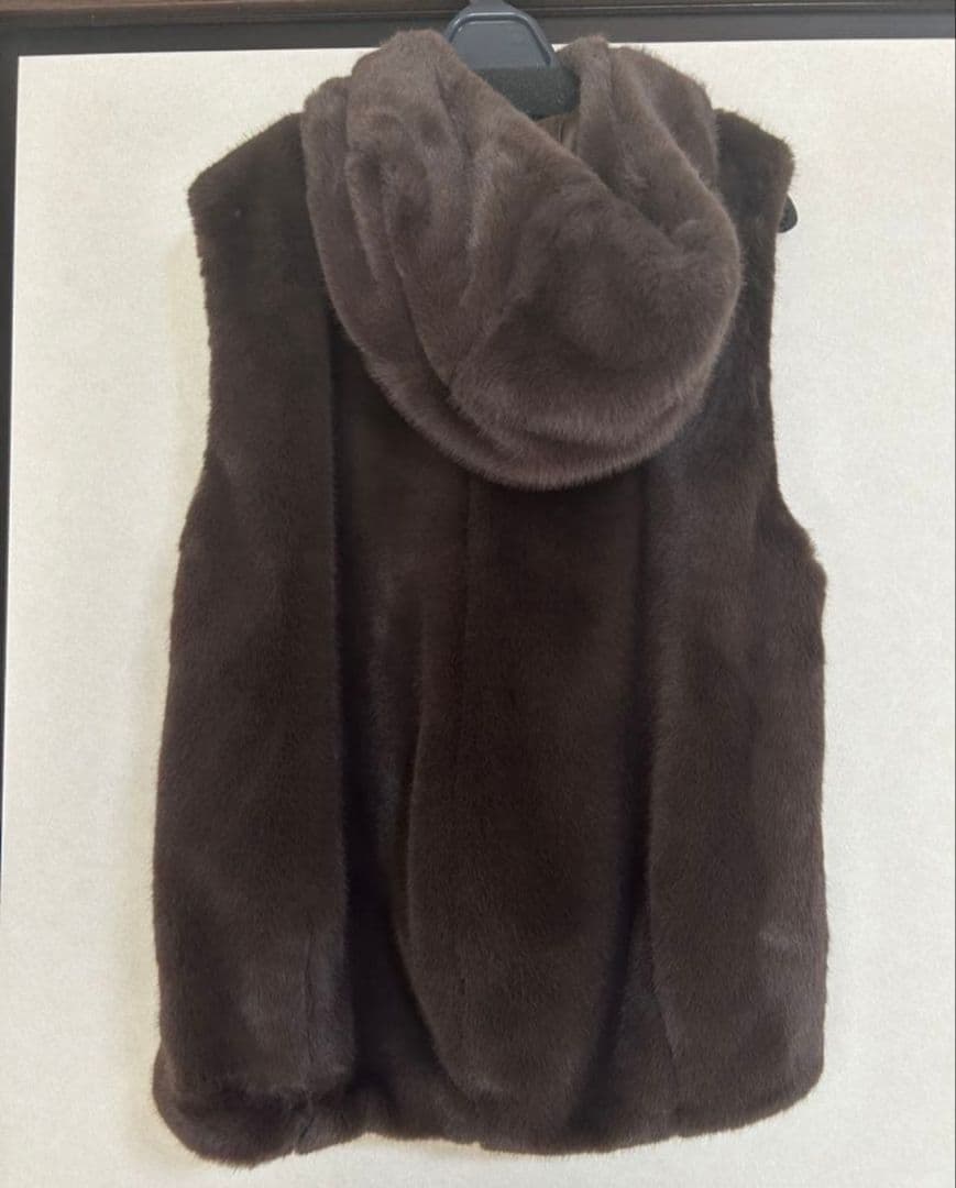 Arpege story ファーフードジップベスト 茶色 Sサイズ