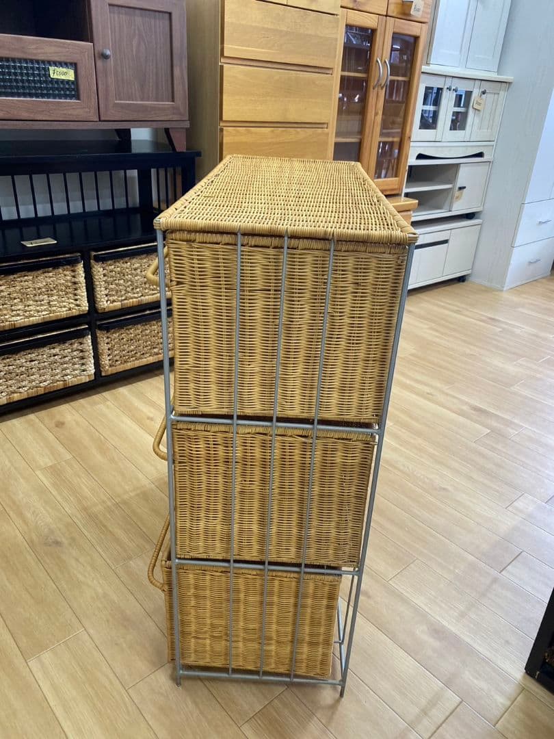 ナチュラルラタン風6段チェスト