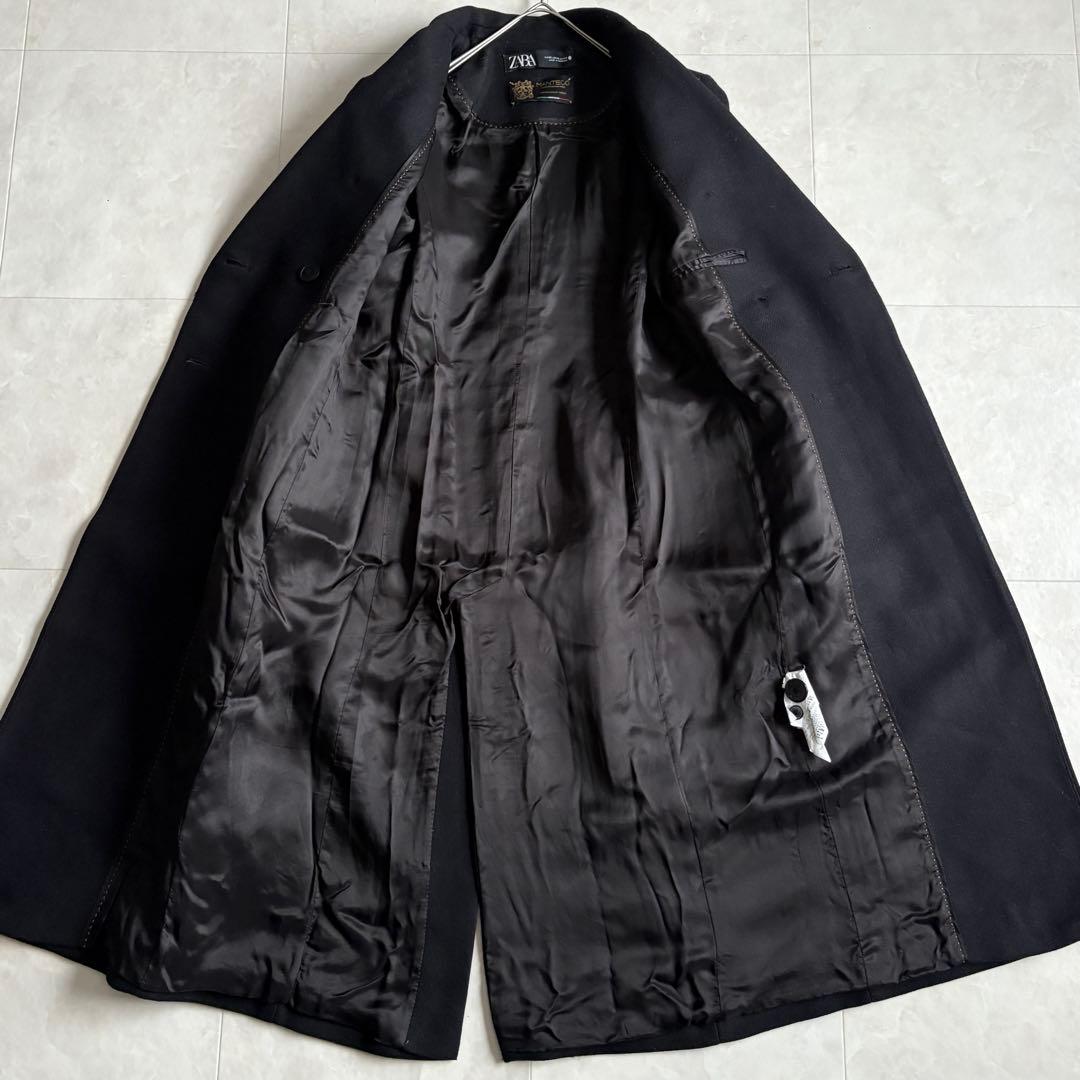 ZARA MANTECO 黒 ダブルチェスターコート XS ウール混 ロング