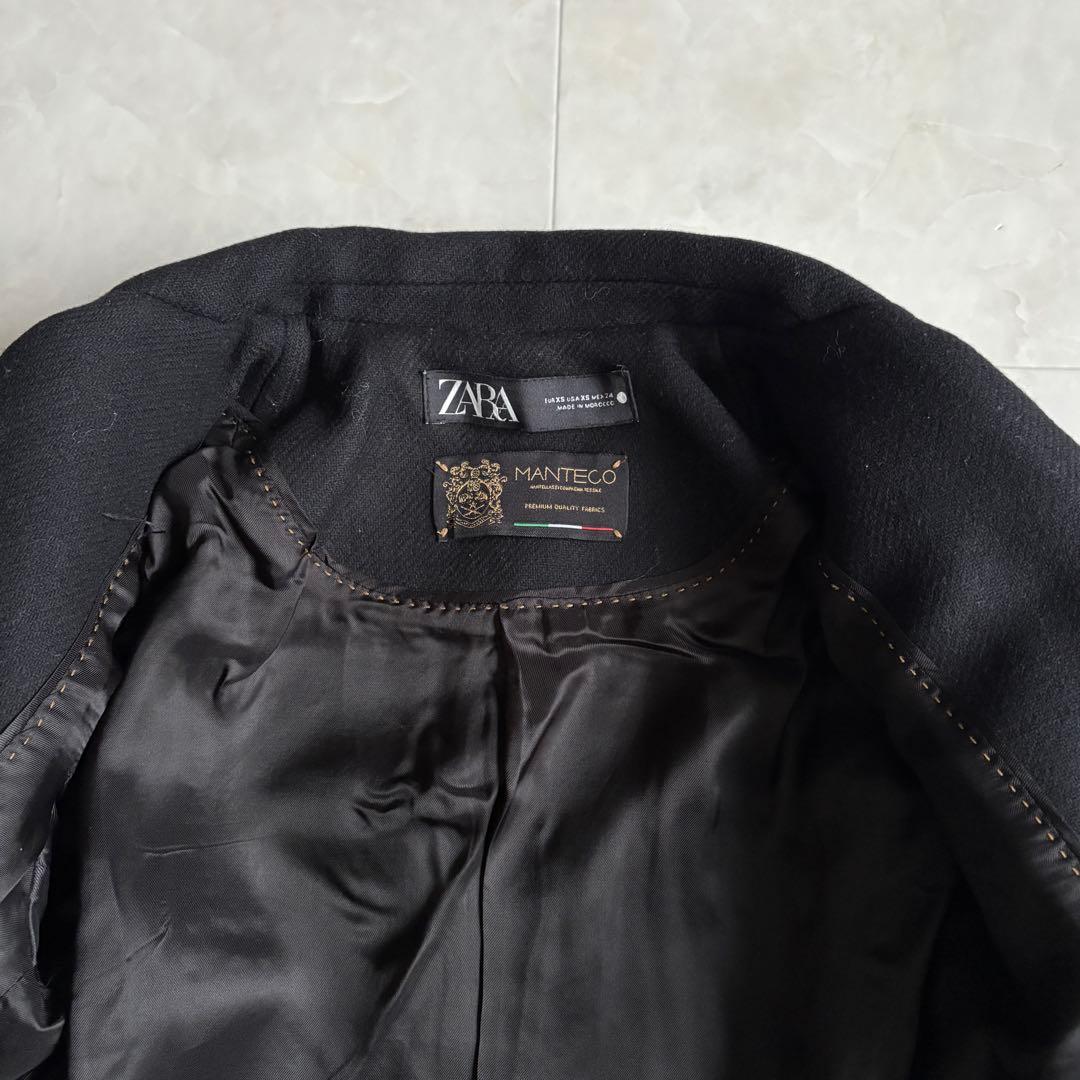 ZARA MANTECO 黒 ダブルチェスターコート XS ウール混 ロング