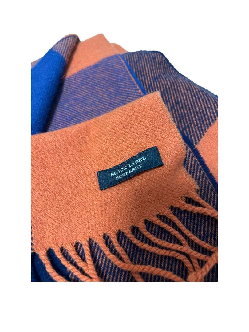 BURBERRY BLACK LABEL チェック柄 マフラー オレンジネイビー