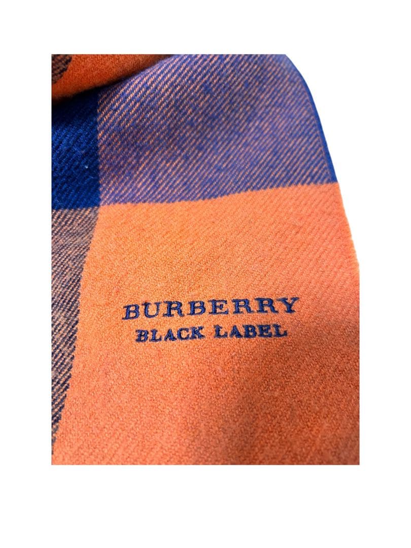 BURBERRY BLACK LABEL チェック柄 マフラー オレンジネイビー