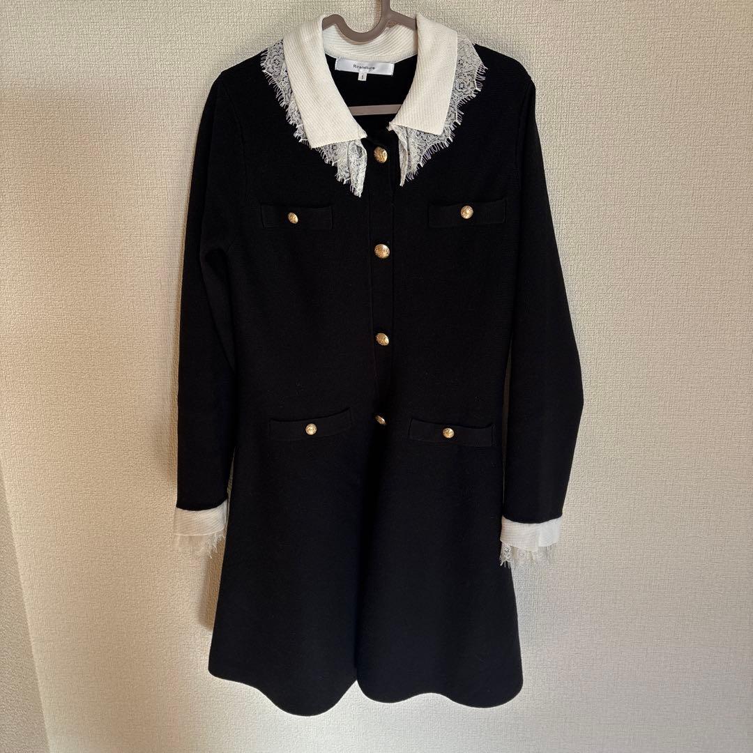 【Rirandture】レースカラーミニニットワンピース