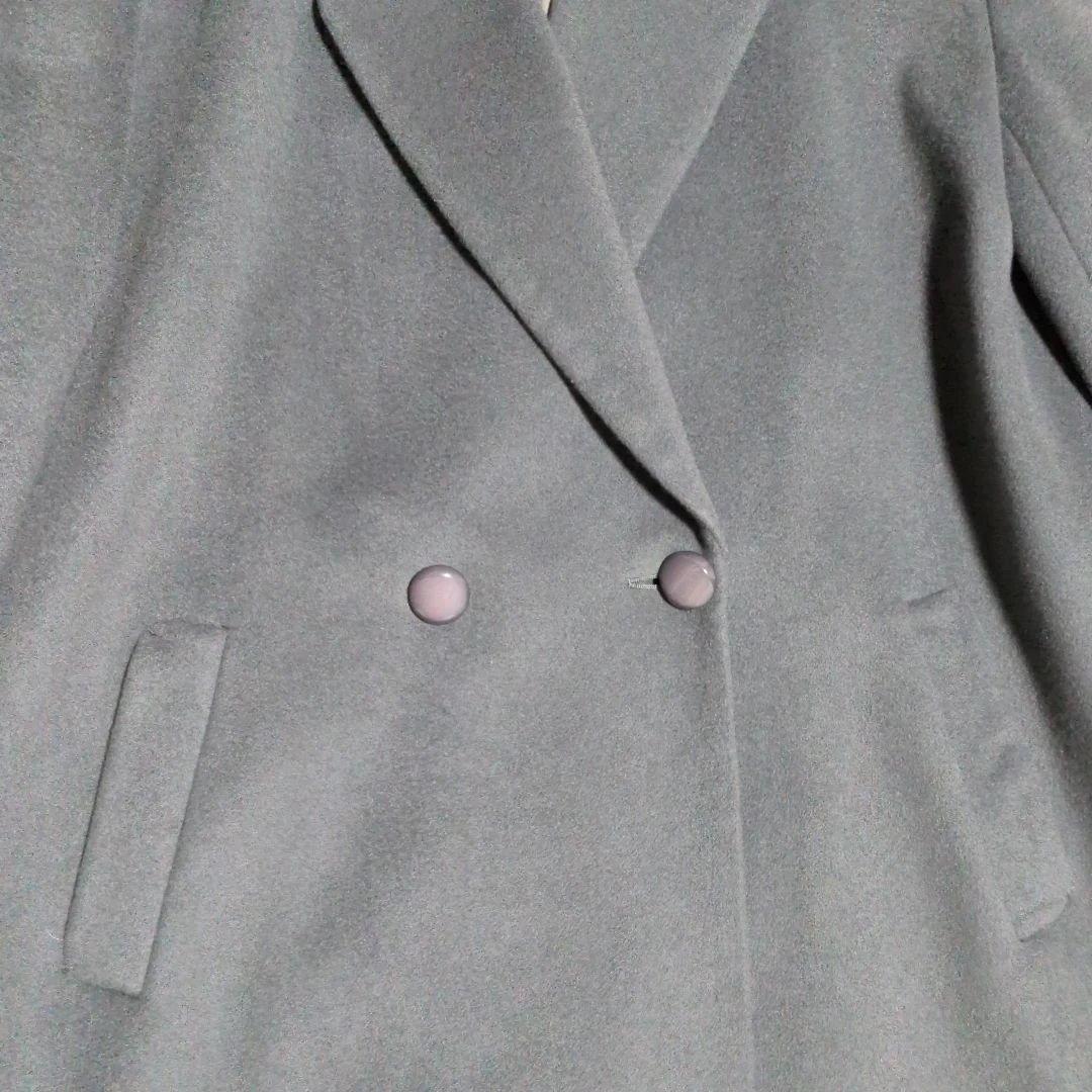 日本製カシミヤ100%のロングコート(ブルーグレー色)