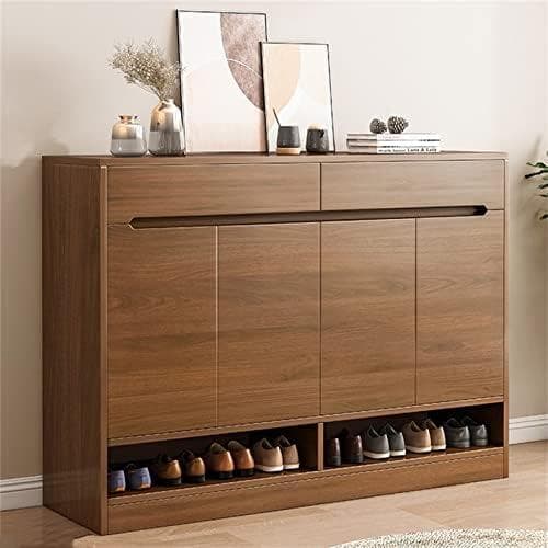 靴キャビネット シューズラック(ブラウン 120x32x100cm)