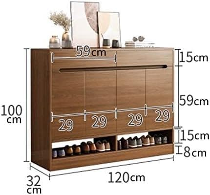靴キャビネット シューズラック(ブラウン 120x32x100cm)