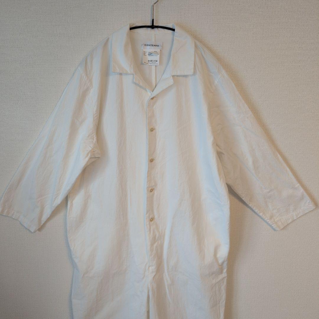 希少✨️ヤエカ コンテンポ 白 コットン つなぎ オールインワン ジャンプスーツ