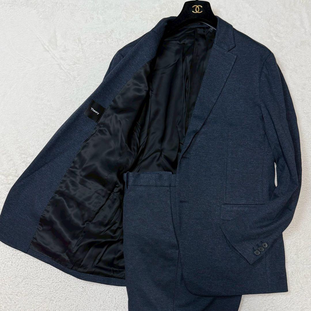 美品 XXL相当 theory スーツ セットアップ ネイビー ジャージ 紺