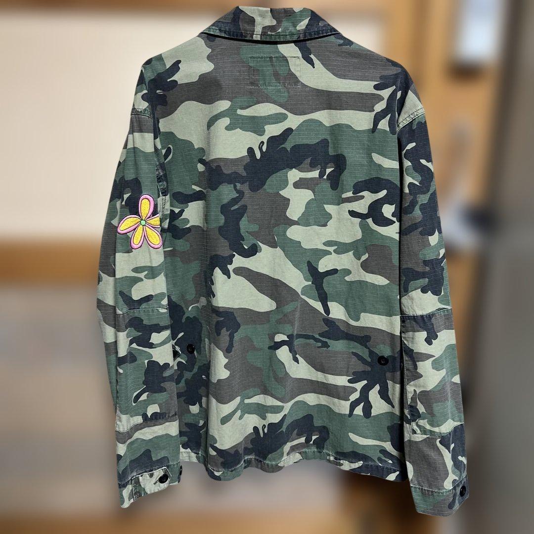 ステューシー Stussy 迷彩柄 ミリタリージャケット フラワー　緑　L