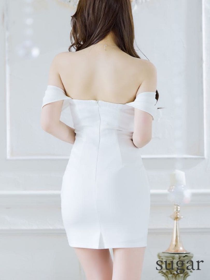 バストクロスタックスリーブデザインタイトミニドレス　S ホワイト　AngelR