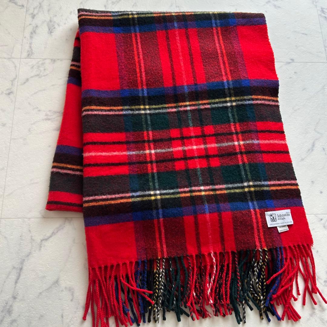 ジョンストンズ　大判　ストール　マフラー　カシミヤ　ロイヤルスチュワート