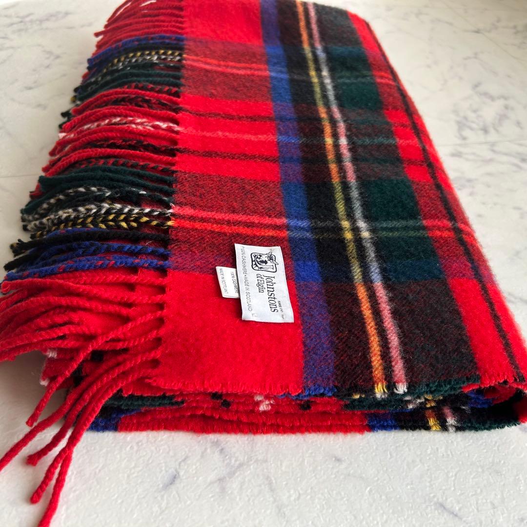 ジョンストンズ　大判　ストール　マフラー　カシミヤ　ロイヤルスチュワート