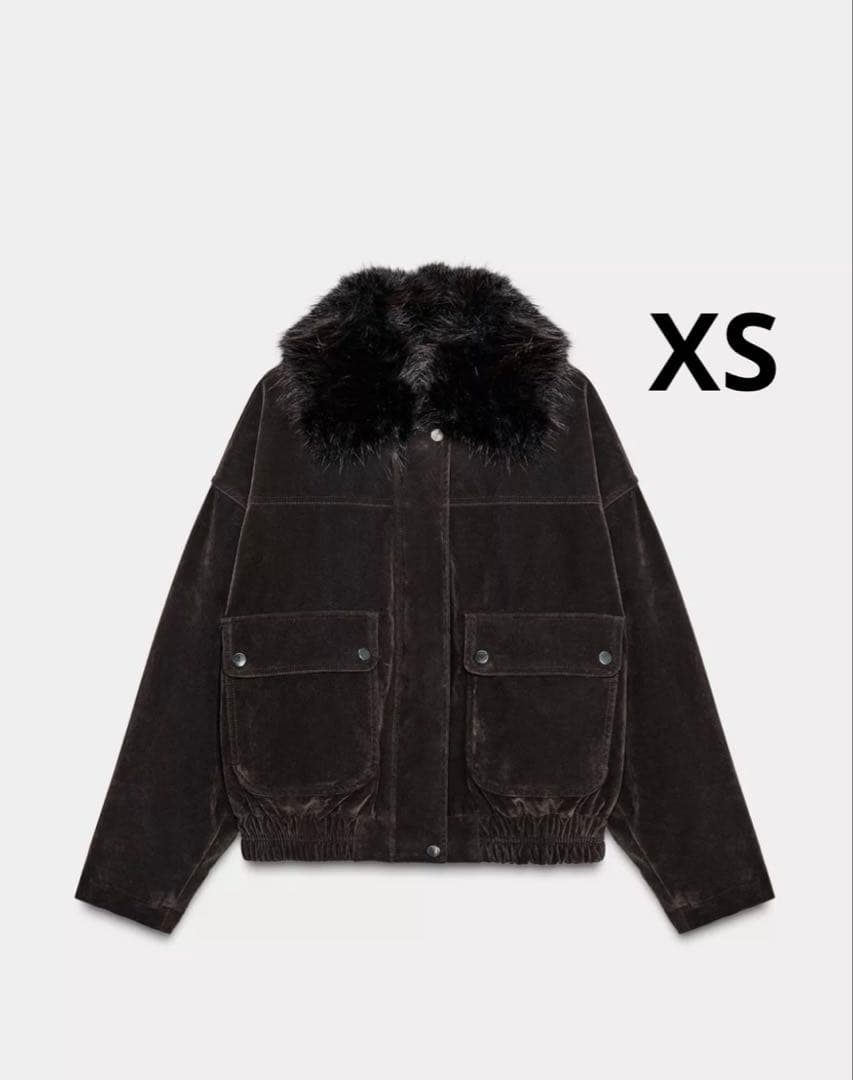 ZARA フェイクファーラペルオーバーサイズボンバージャケット 新品、未使用