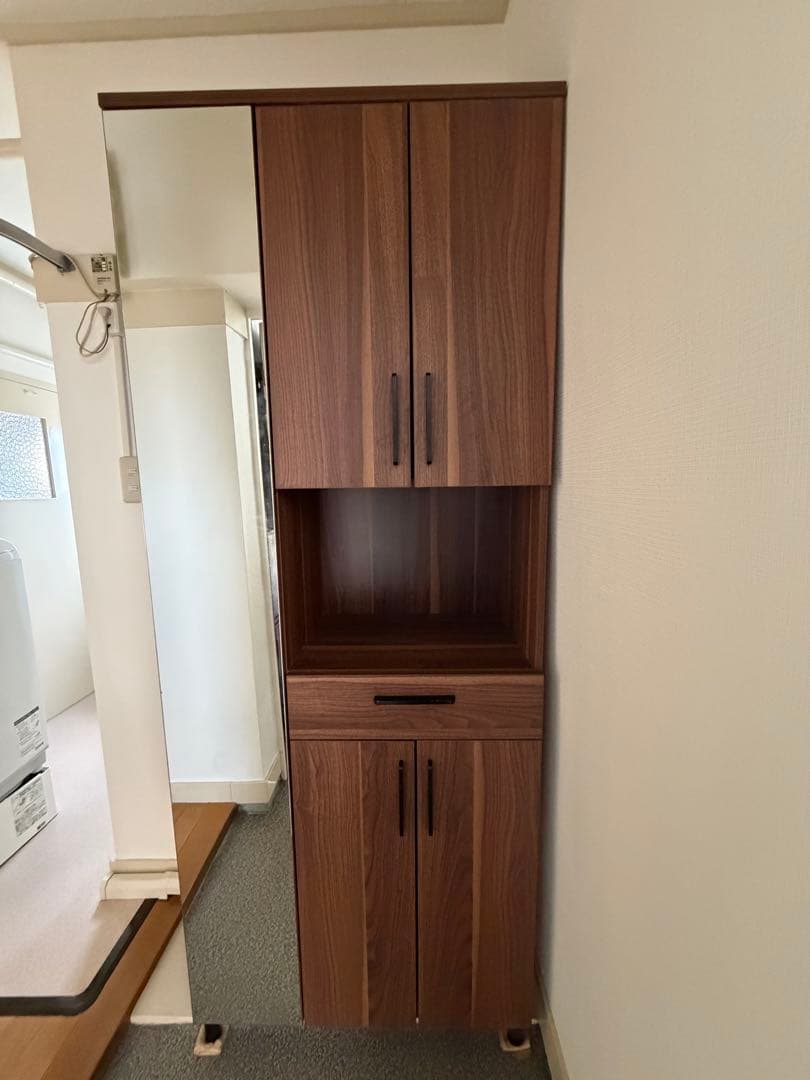 ブラウン 木製 シューズラック 引き出し付き 引き取り限定です。