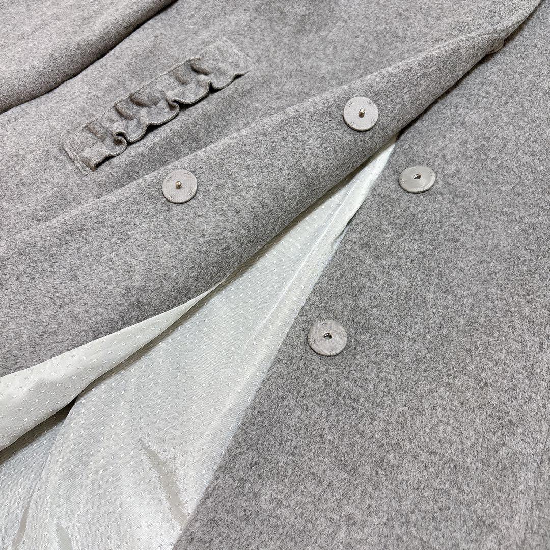 ファミリア ウールコート つけ襟 ファー ライトグレー 上質 高級 日本製