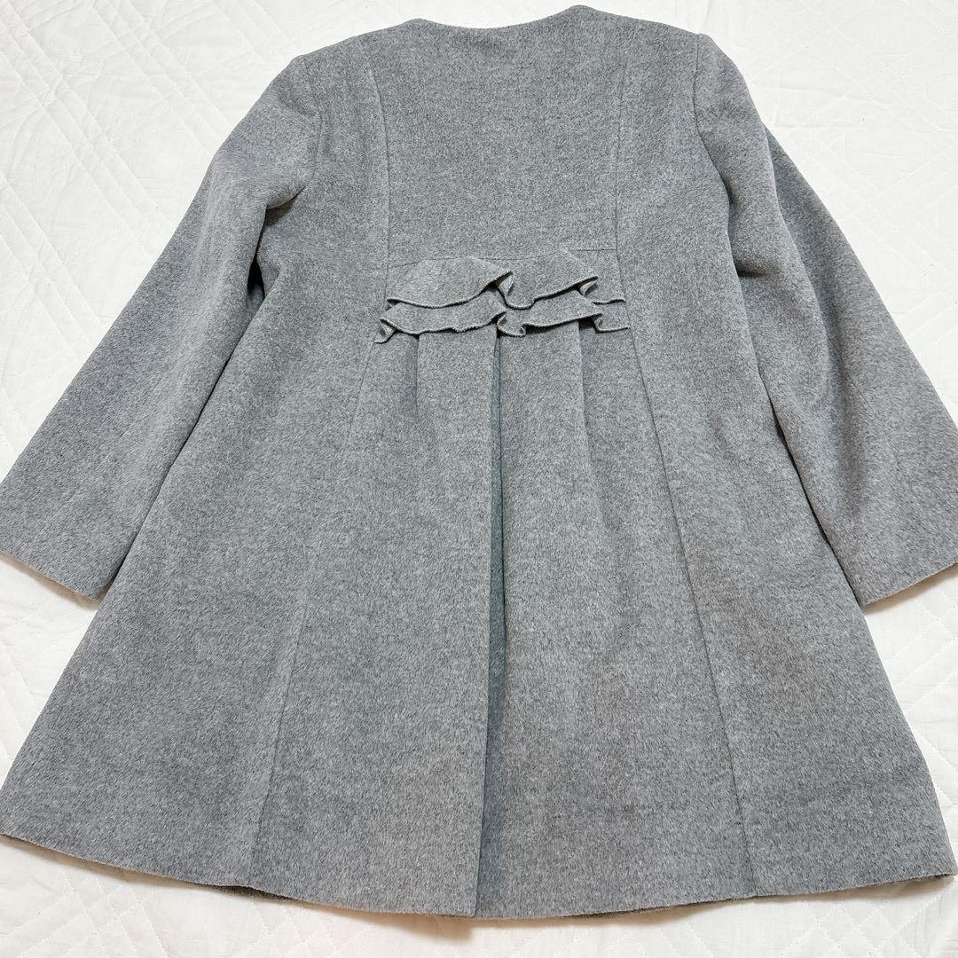 ファミリア ウールコート つけ襟 ファー ライトグレー 上質 高級 日本製