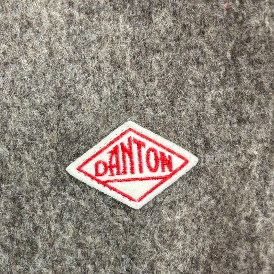 K739 美品 S ダントン ロゴ刺繍 ノーカラージャケット グレー レディース