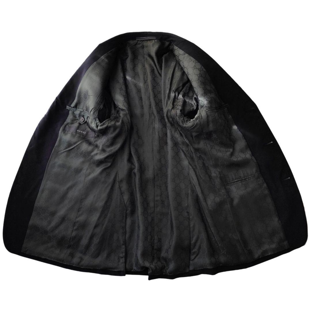 753 グッチ テーラードジャケット GG柄 ウール混合 Mサイズ程度 ブラック