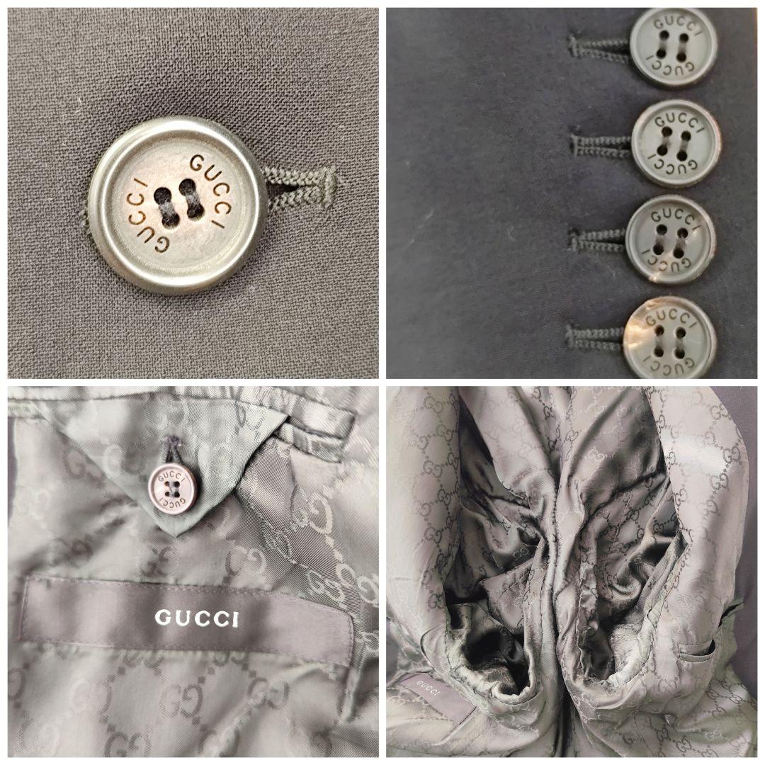 753 グッチ テーラードジャケット GG柄 ウール混合 Mサイズ程度 ブラック