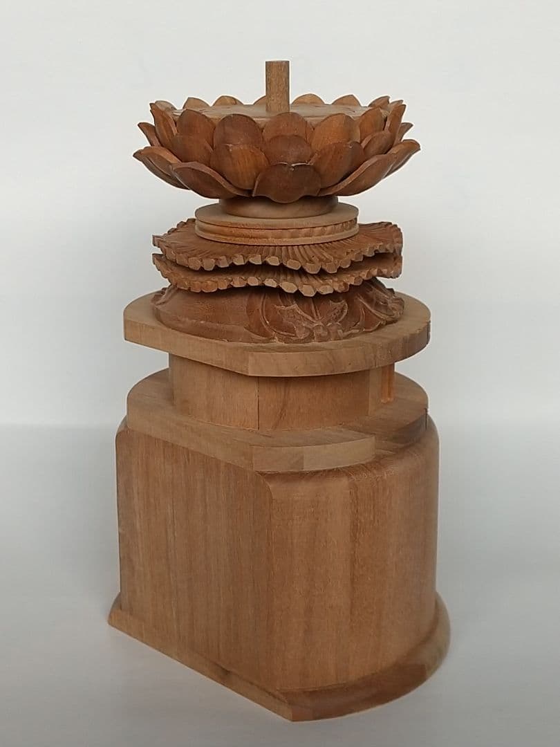 台座のみ 立像用#497 背切 円型 ◆白檀 木彫 仏像付属品