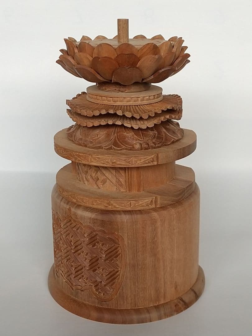 台座のみ 立像用#497 背切 円型 ◆白檀 木彫 仏像付属品