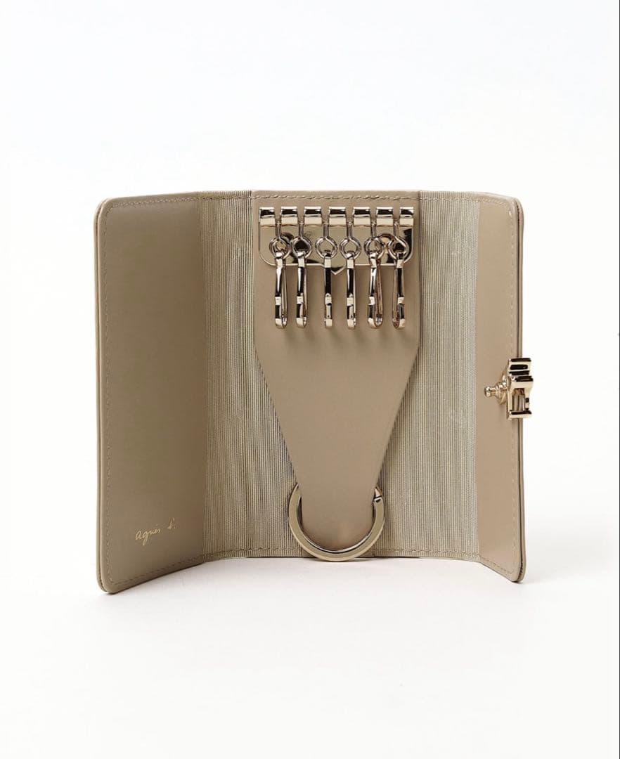 【超美品✨新品未使用✨保証書付】アニエスベー キーケース アイボリー ベージュ