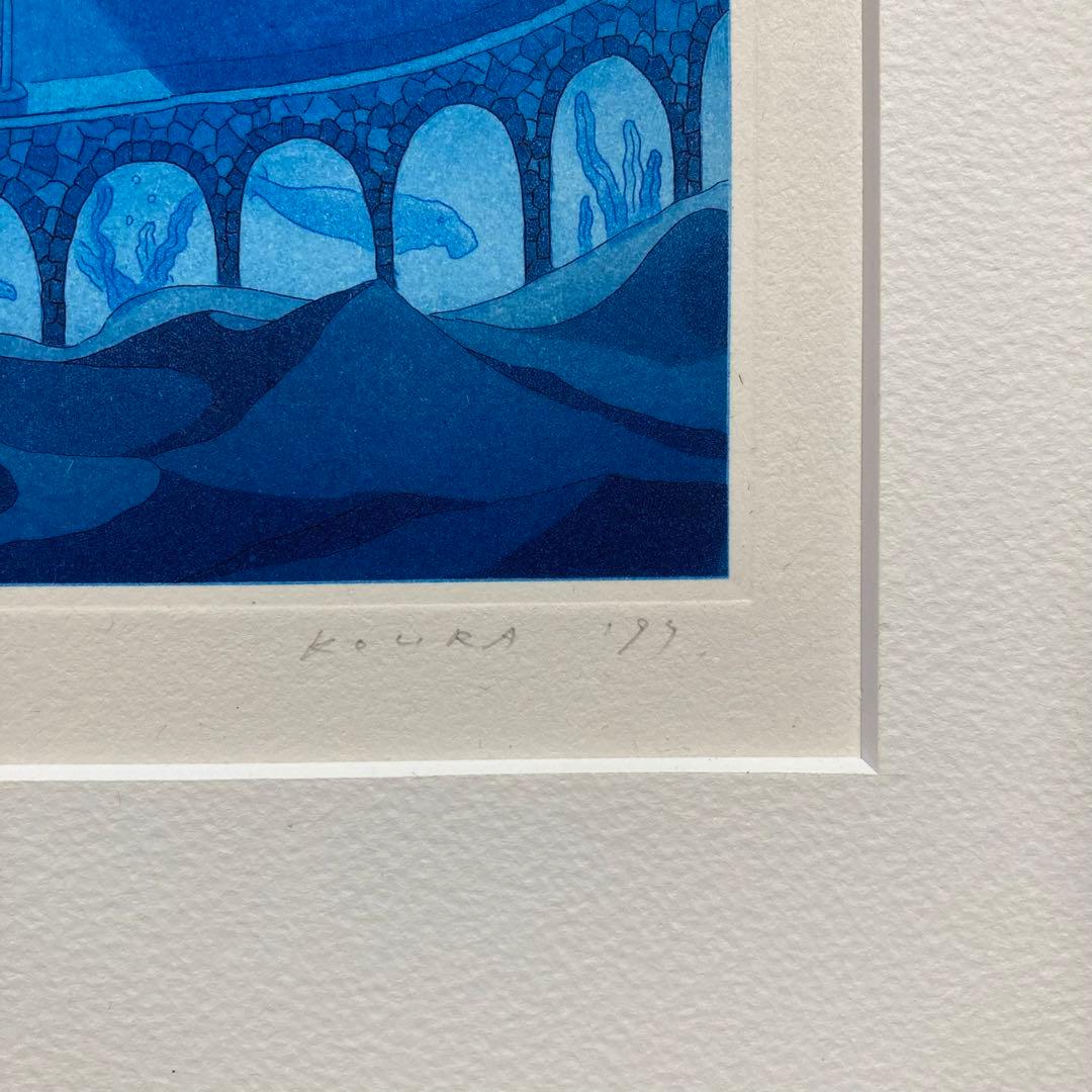 【真作保証】小浦昇「NIGHT LIGHT」銅版画 直筆サイン 版画