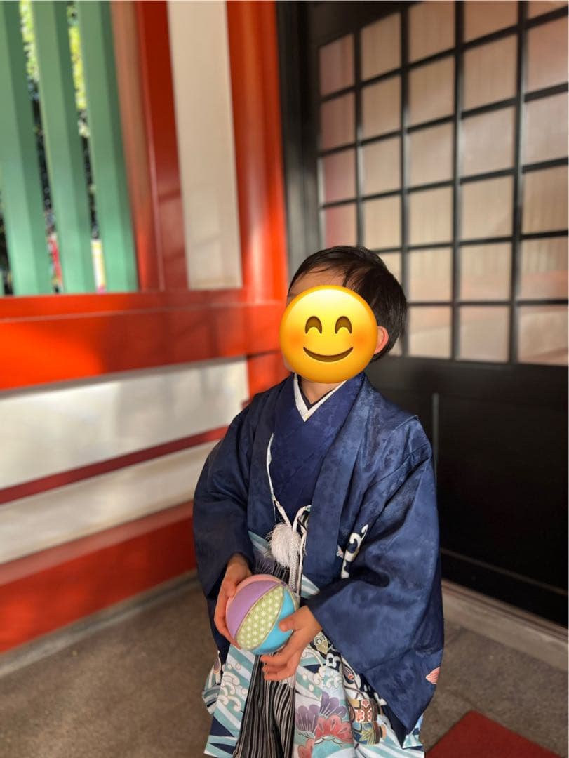 現行品　2024年購入　5歳用　鷹宝船・紺 七五三着物セット 110-120cm