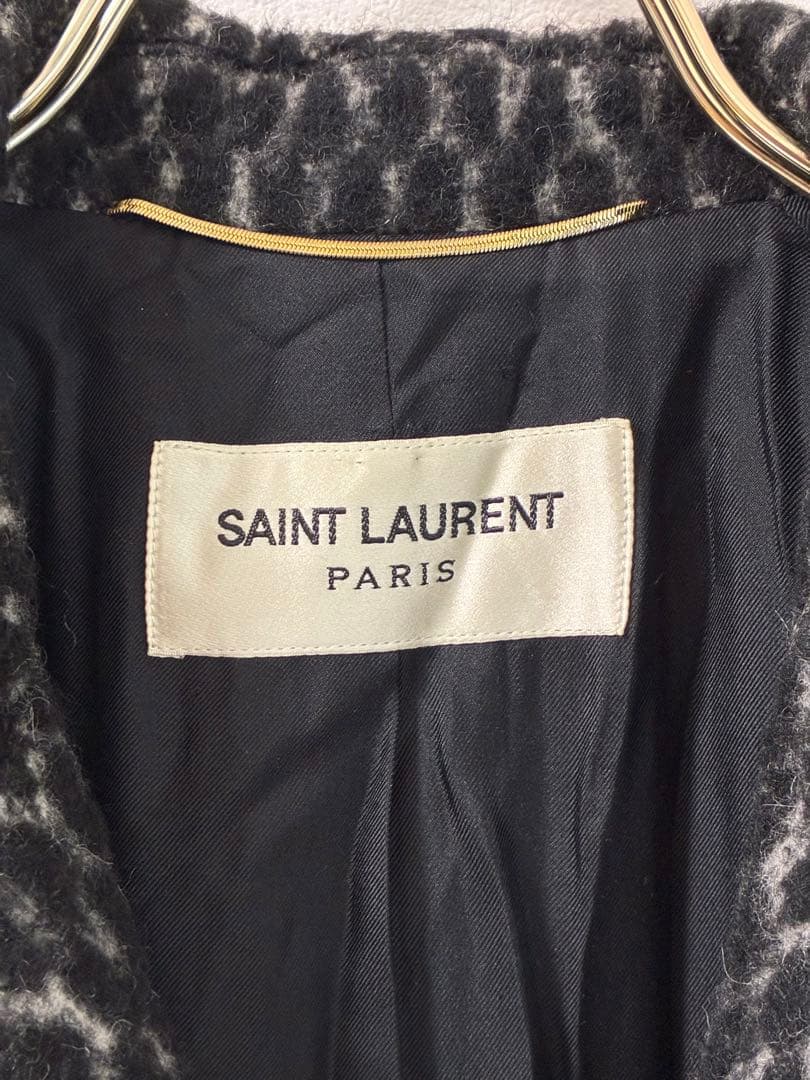 SAINT LAURENT ウール アルパカ ロングコート 9号相当 イタリア製