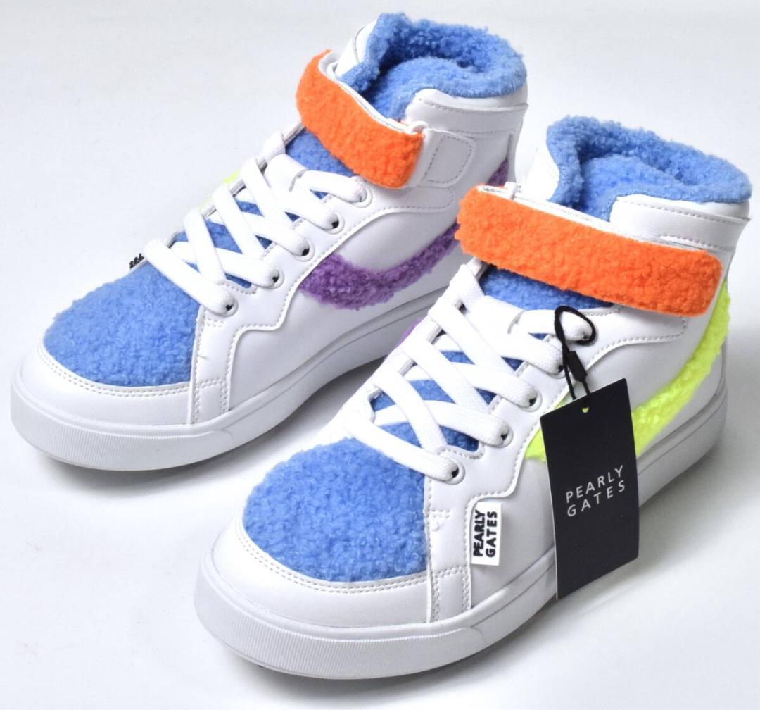 未使用4.1万 パーリーゲイツ ミドルカット ボア ゴルフシューズ 25cm