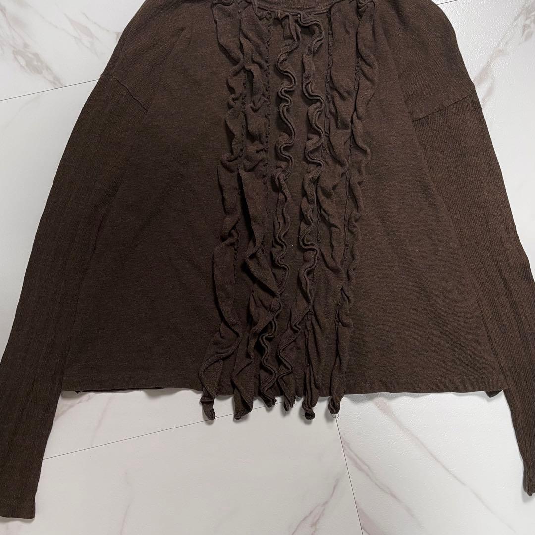 45R フォーティーファイブアール 長袖 コットン カットソー フリル ブラウン