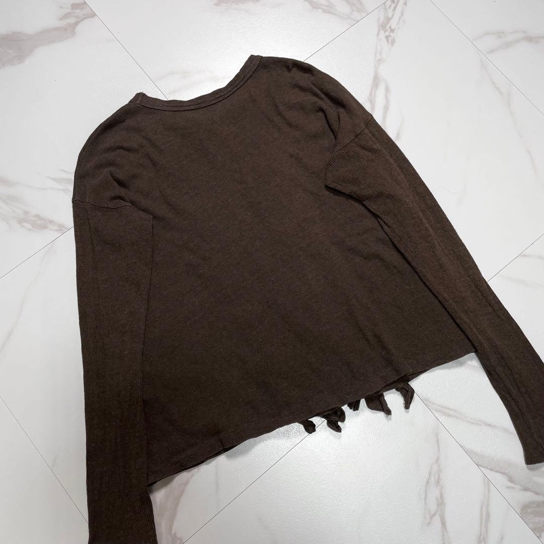 45R フォーティーファイブアール 長袖 コットン カットソー フリル ブラウン