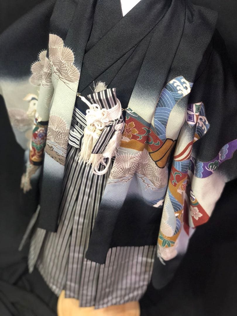 七五三 5歳　男の子　鷹　龍　黒　羽織　着物　袴　セット　男児　753 五歳