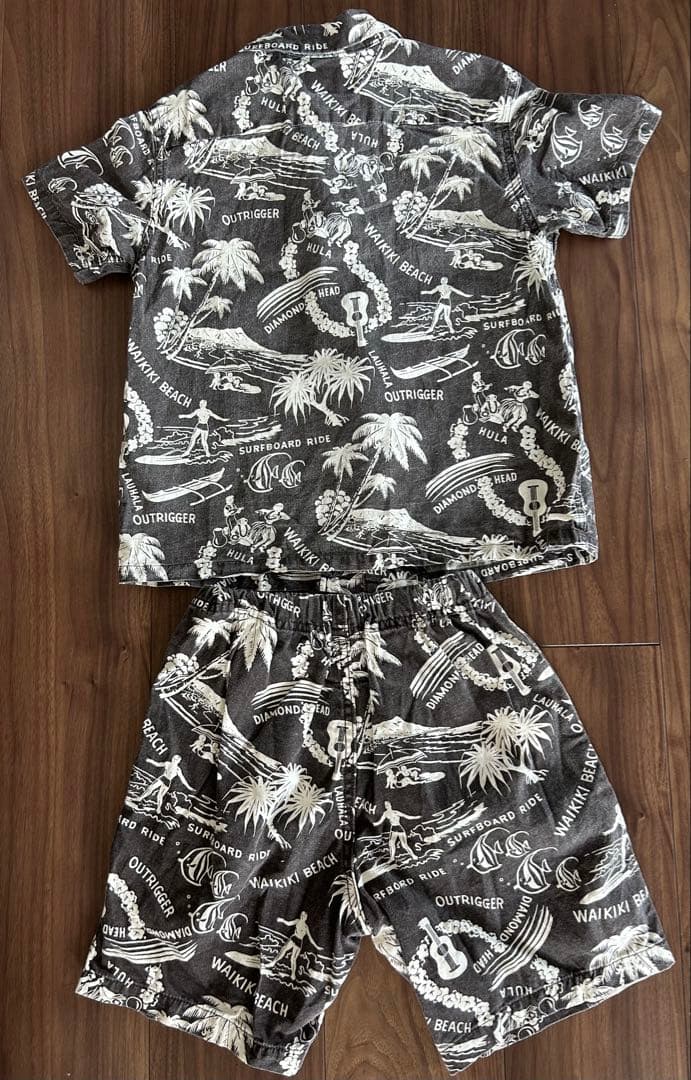 デニムダンガリー＋ロンハーマンコラボ　アロハシャツハーフパンツセットアップ130