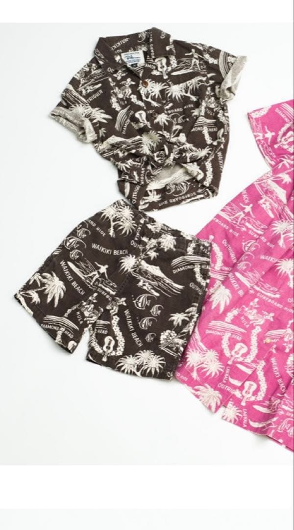 デニムダンガリー＋ロンハーマンコラボ　アロハシャツハーフパンツセットアップ130