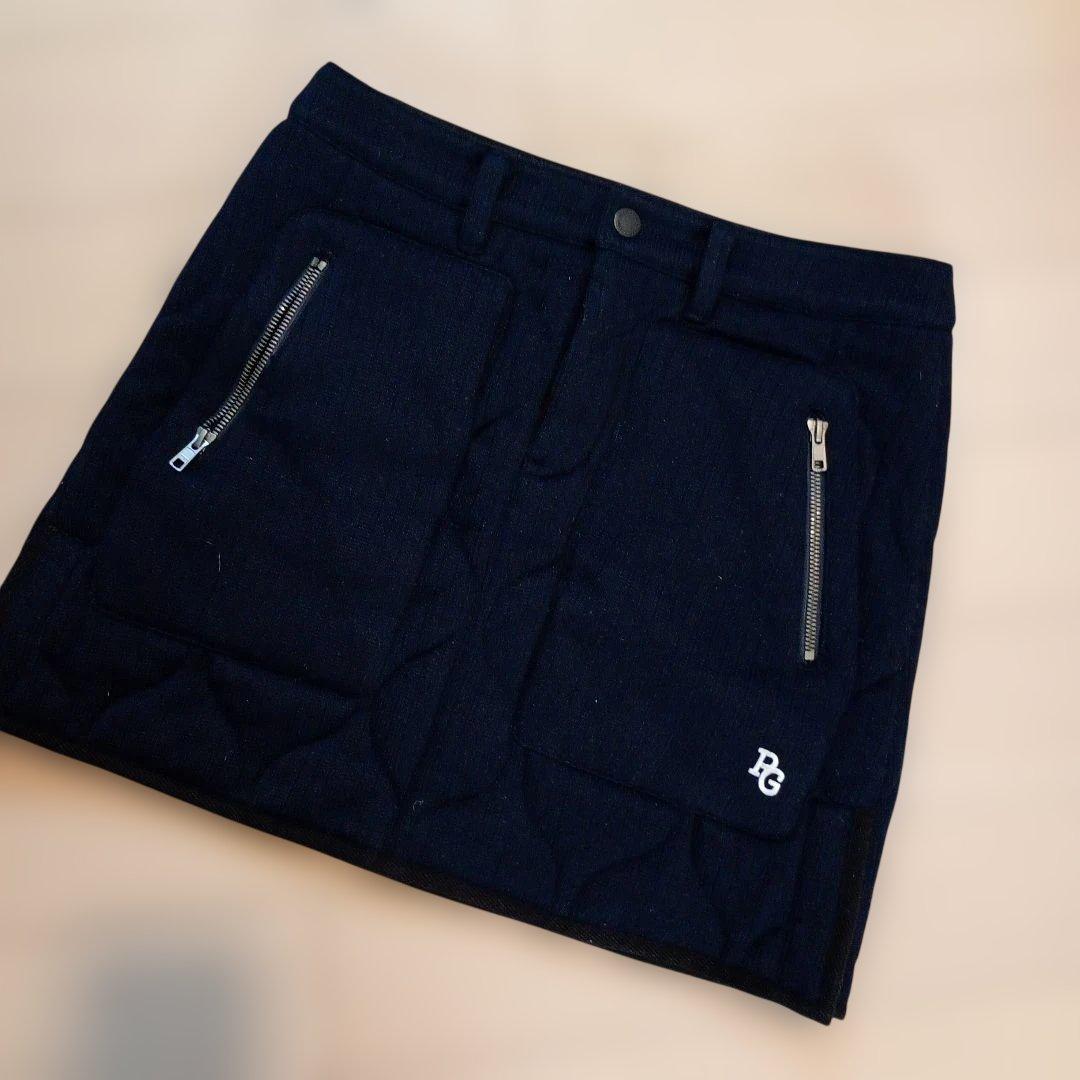 パーリーゲイツPG キルティングネイビースカートサイズM