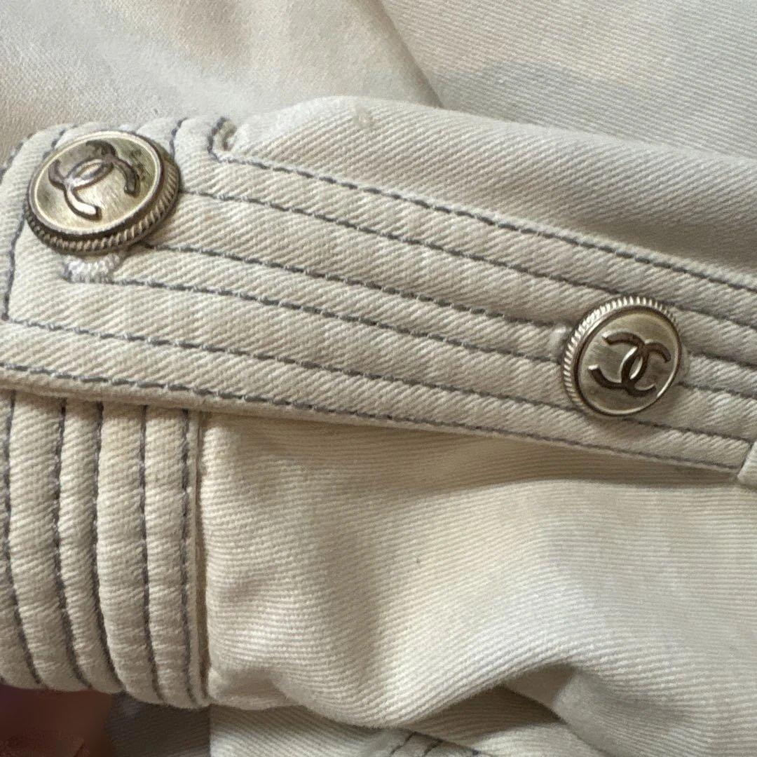 t*o様 CHANEL シャネル　ホワイト ノーカラーデニム　ジャケット