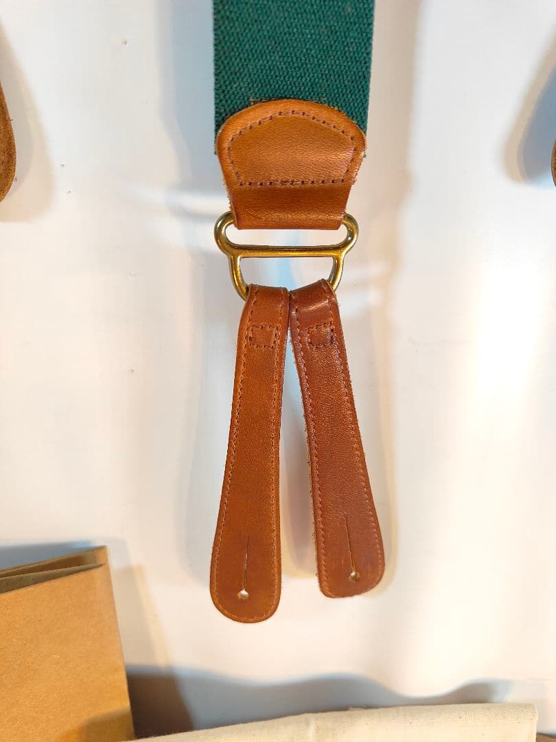 【Vintage】【希少品】USA製　PRL　高級本革サスペンダー　牛革/正規品