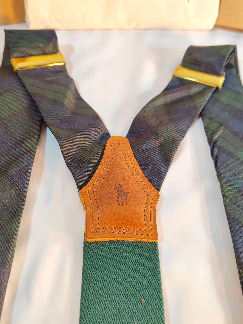 【Vintage】【希少品】USA製　PRL　高級本革サスペンダー　牛革/正規品