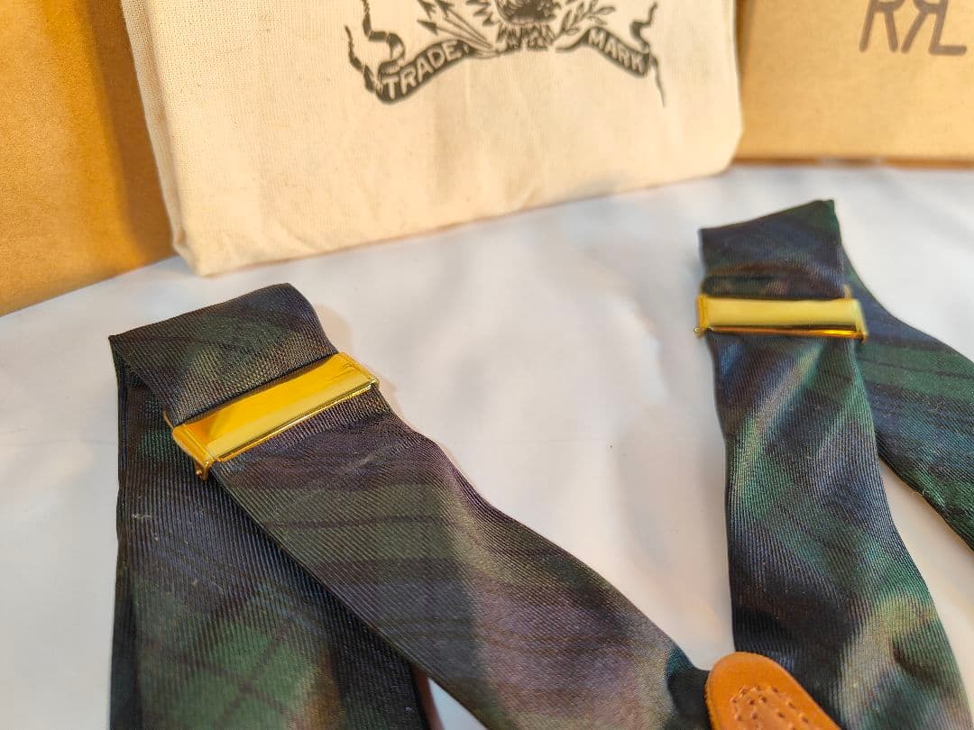 【Vintage】【希少品】USA製　PRL　高級本革サスペンダー　牛革/正規品