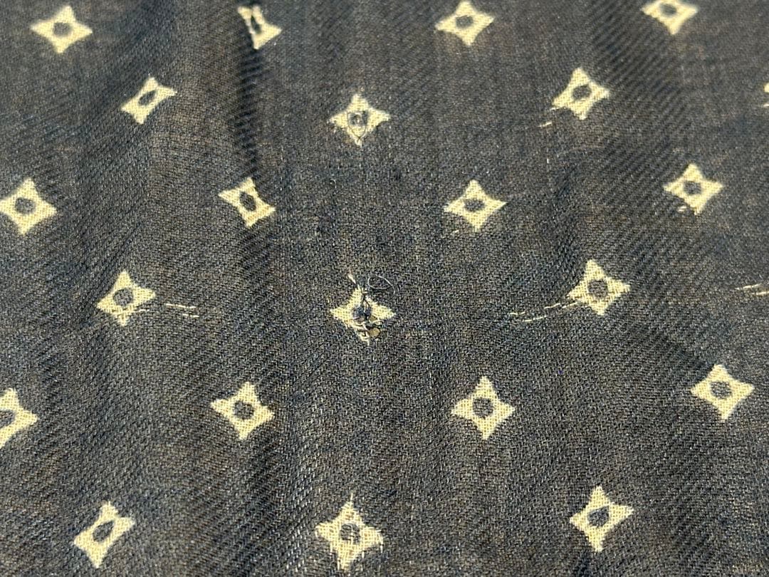 anatomica Drake's ネイビー ブロックプリントストール