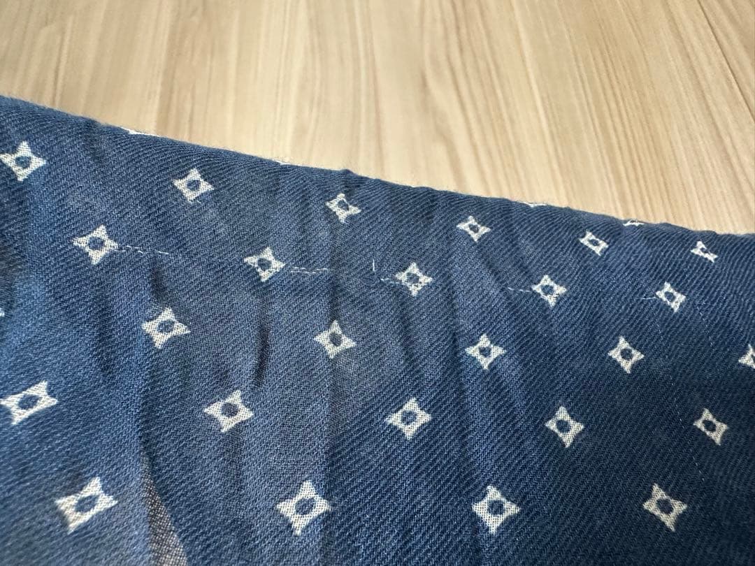 anatomica Drake's ネイビー ブロックプリントストール