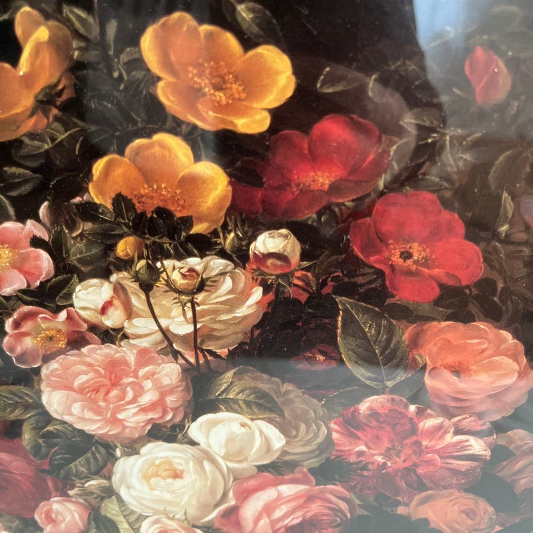 Q　♡エレガントな美しいバラ ポスター絵画 ゴージャスゴールド金色額装