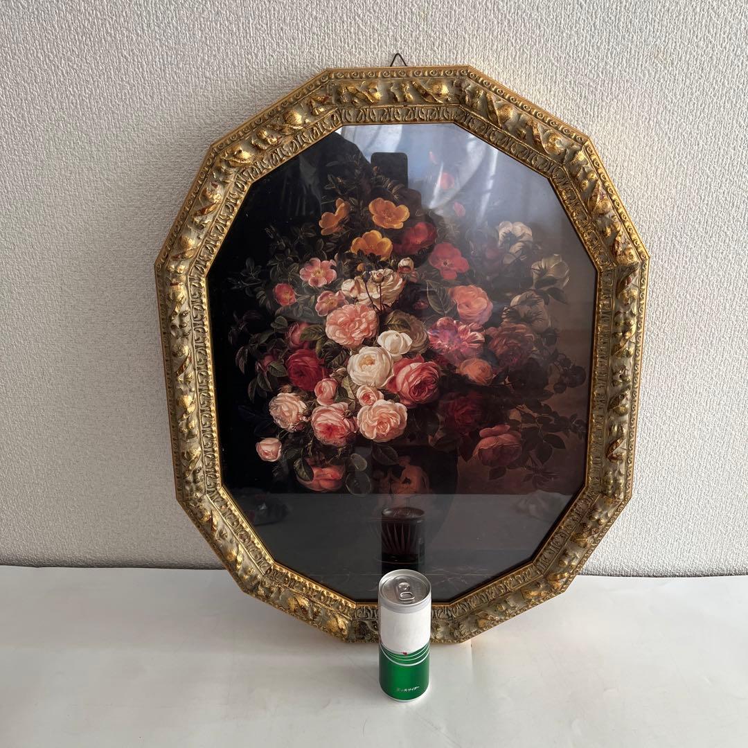 Q　♡エレガントな美しいバラ ポスター絵画 ゴージャスゴールド金色額装