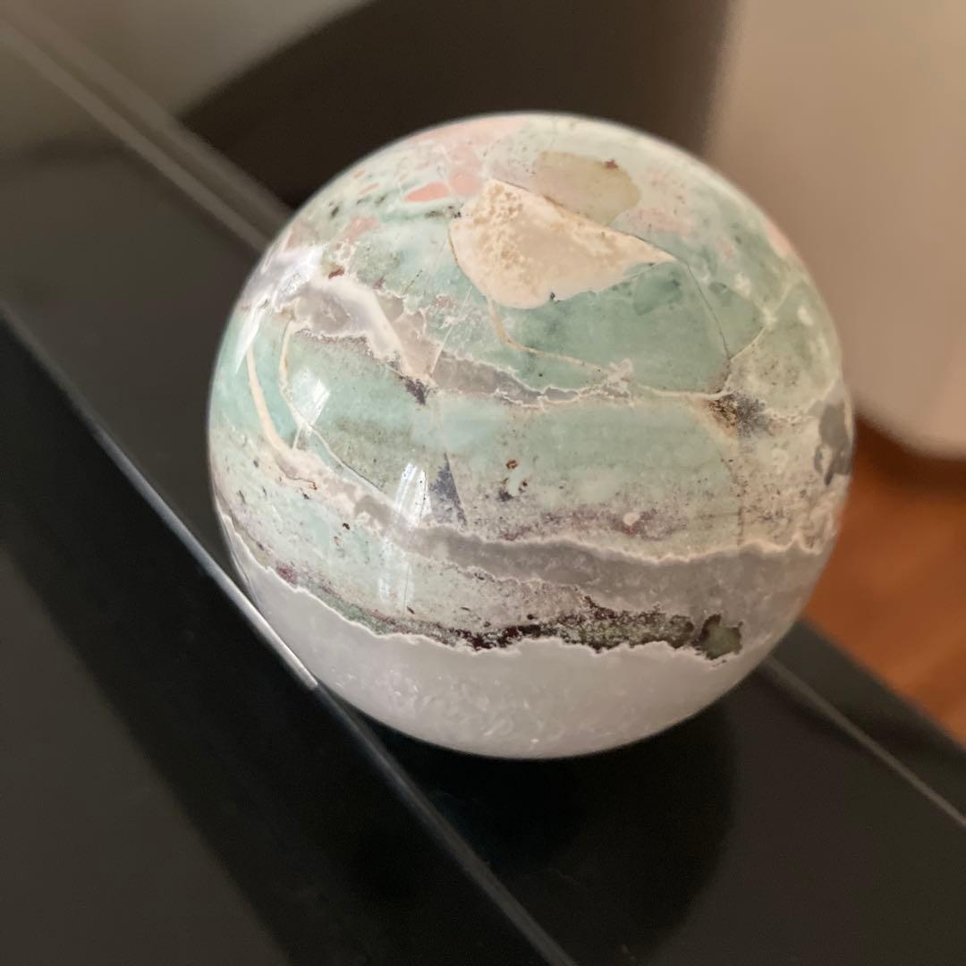 ぴぃさま専用ユニコーンジャスパーシリカ　スフィア　天然石置物　D157